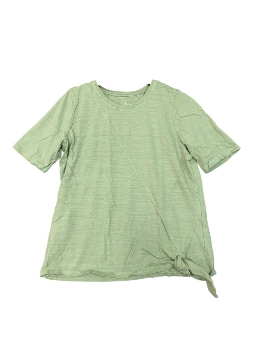 NWOT D&Co Active Women's M Green Short Sleeve Tie-Front Cotton Top